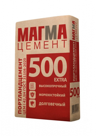  Цемент М500 МАГМА 50кг (40), ЦЕМ-I 42,5Н ГОСТ 31108-2020