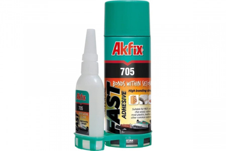 Клей секундный Akfix 705 50гр. + Активатор аэрозоль